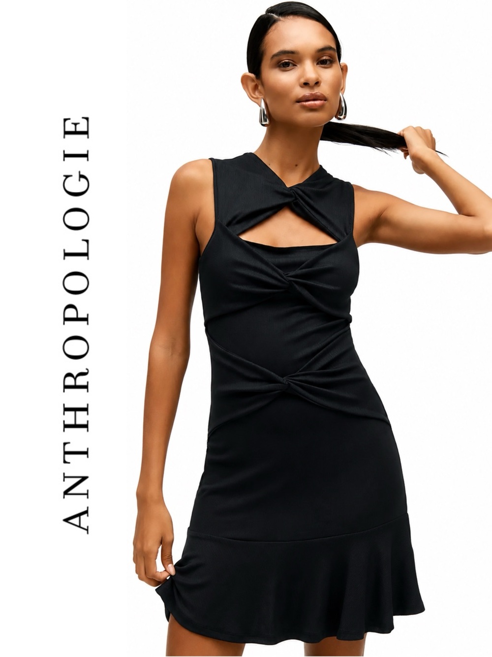 Anthropologie Sleeveless Twist-Front Mini Dress